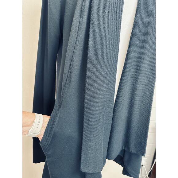 Athleta Women Open Front Cardigan Sweater Size S Black Soft Modal Boho Thumb - Picture 3 of 16